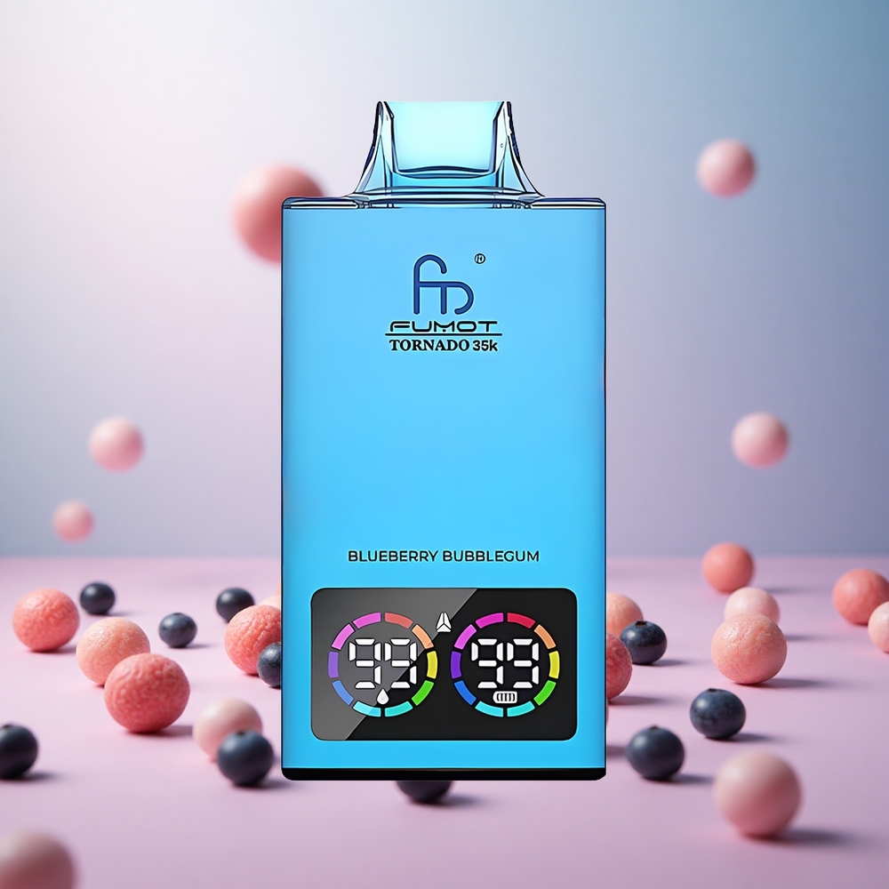 Fumot Tornado 35000 Puffs Borovnica Žvečilni Gumij Vape Slovenia Dual Mesh Coil 15ml E-juice