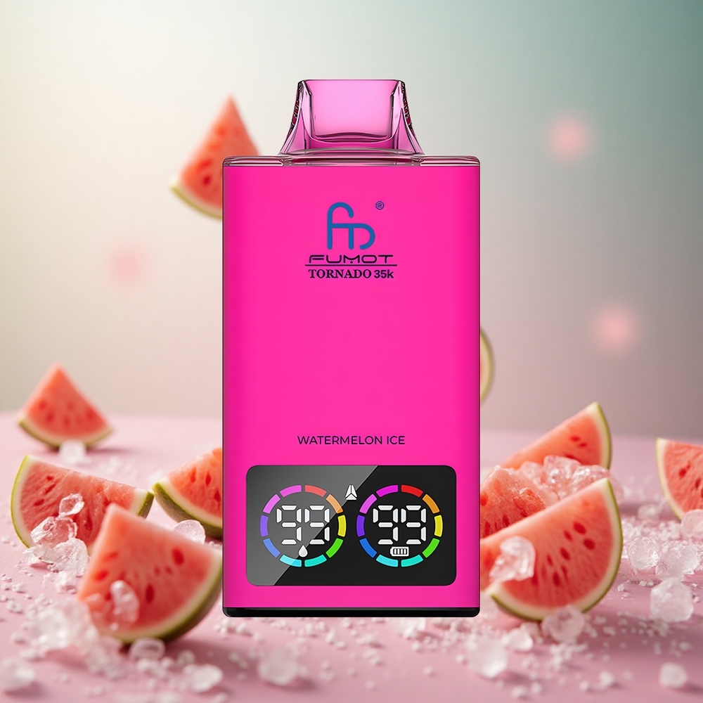 Fumot Tornado 35000 Puffs Lubenica Led Vape Slovenia Dvojna Mrežasta Tuljava Hitro Polnjenje