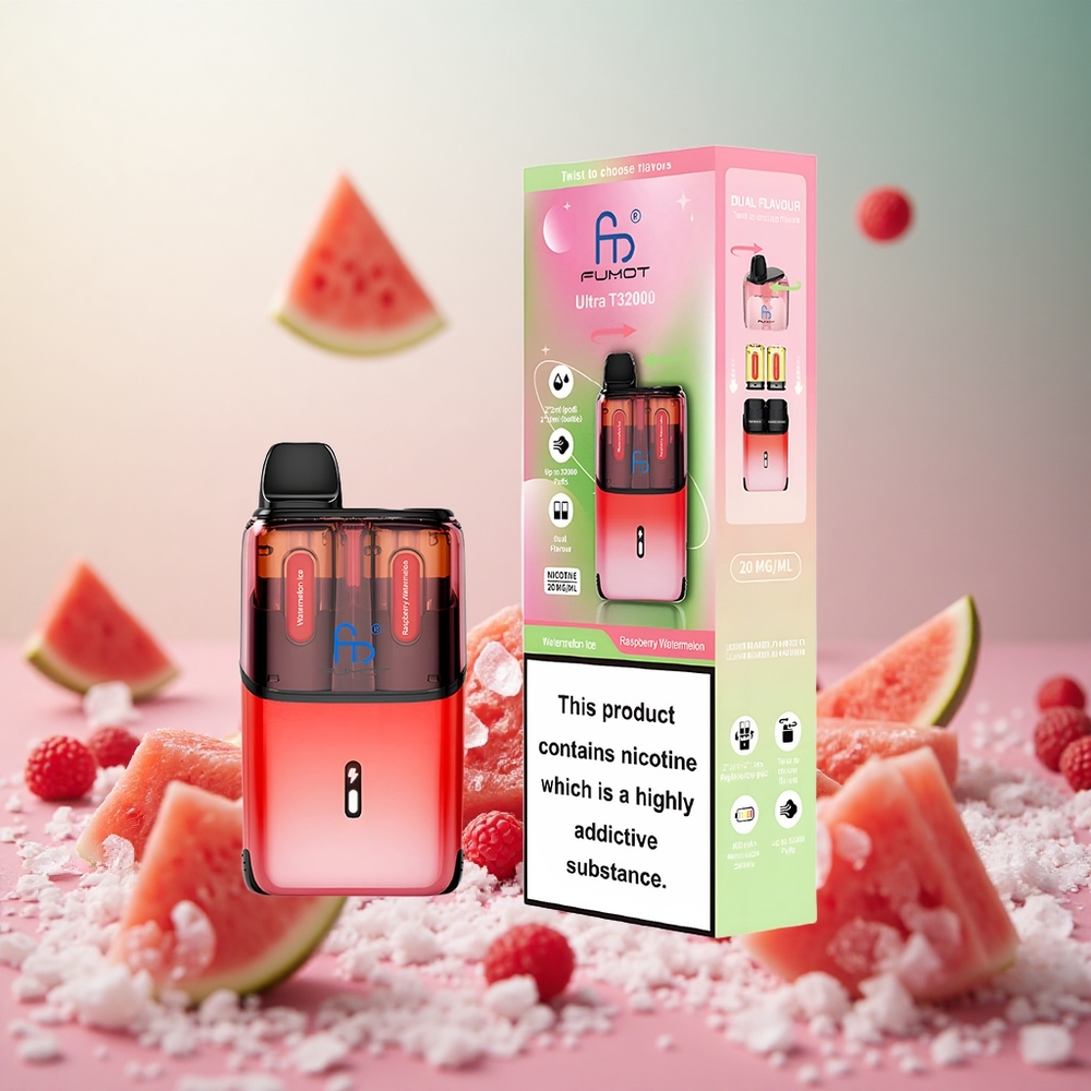Fumot Ultra T32000 32000 ponovnih uporab Lubenica Led - Malina Lubenica Vape Slovenia 800mAh Battery 24ml E-Liquid Capacity