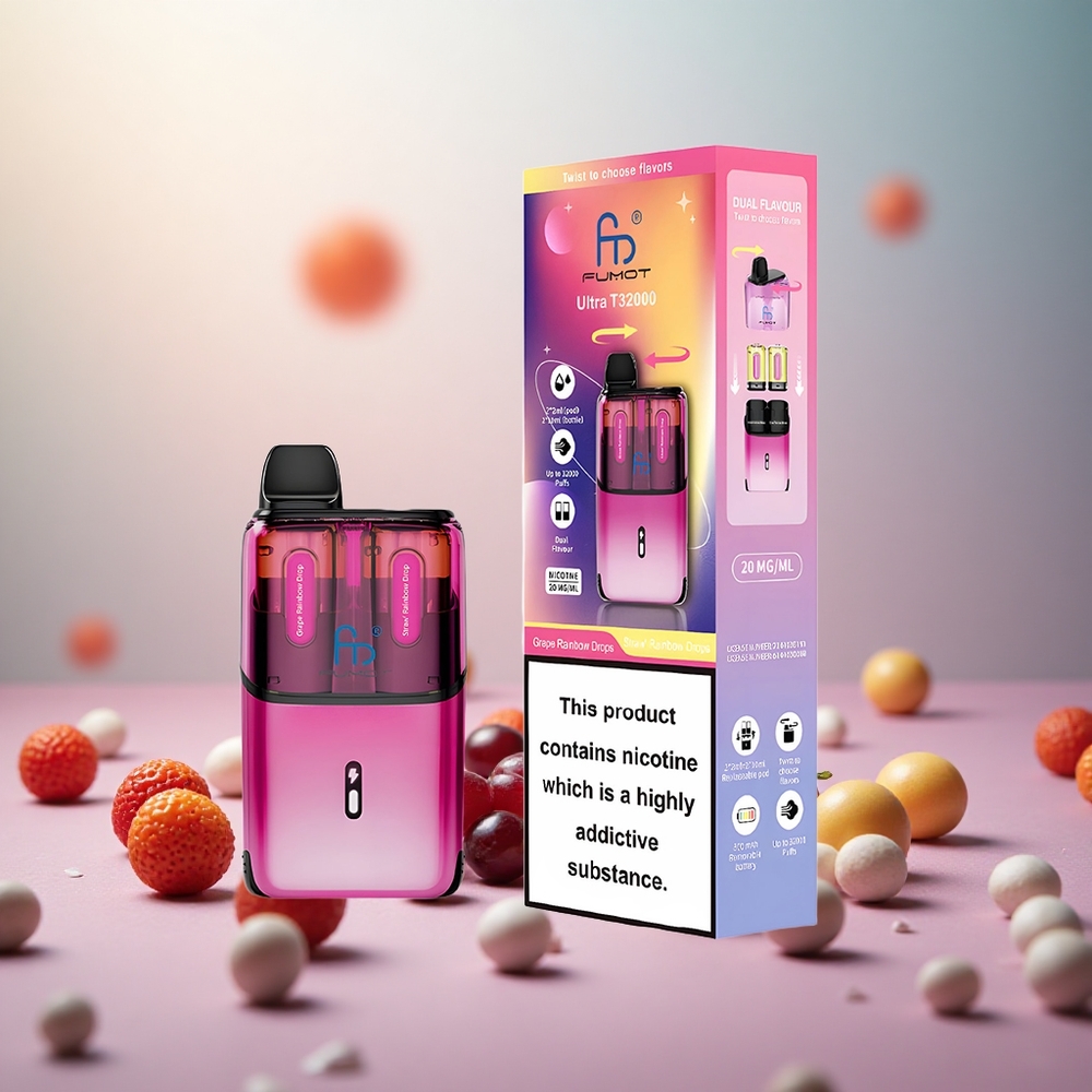 Fumot Ultra T32000 32000 potegov Grozdje Mavrične Kapljice - Jagoda Mavrične Kapljice Vape Slovenia 800mAh Baterija 24ml E-tekočina