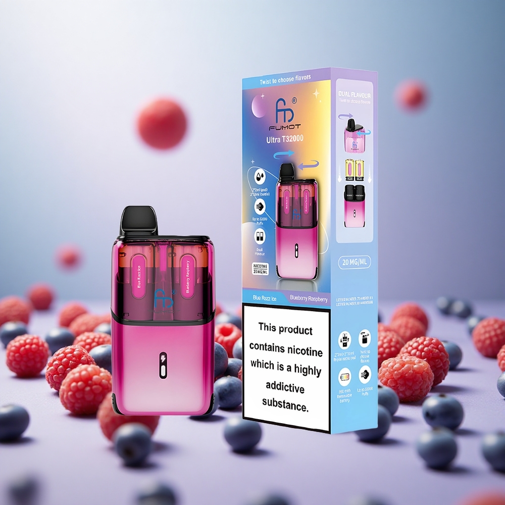 Fumot Ultra T32000 32000 potegov Modri Malinovo Jagodični Led - Borovnica Malina Vape Slovenia 800mAh Baterija 24ml E-tekočina