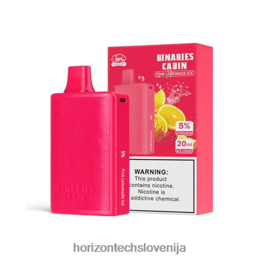 HorizonTech Binaries Cabin za enkratno uporabo 20 ml - Horizon Tech Coils 02ZFF67 rožnat led iz limonade