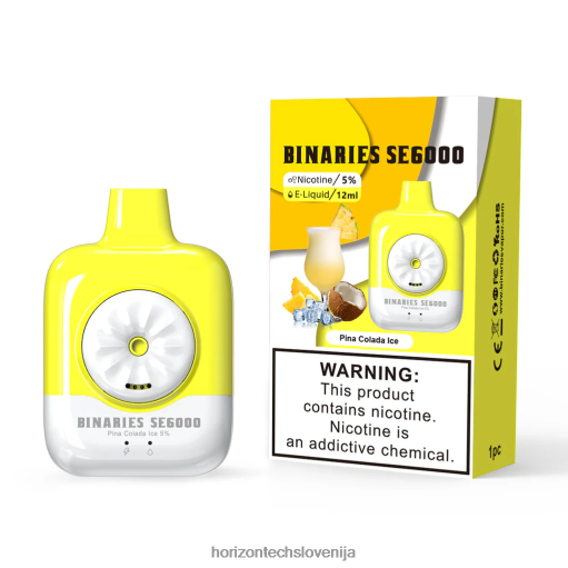 HorizonTech Binaries Cabin za enkratno uporabo 12 ml - Horizontech Vape Kit 02ZFF129 pina colada led