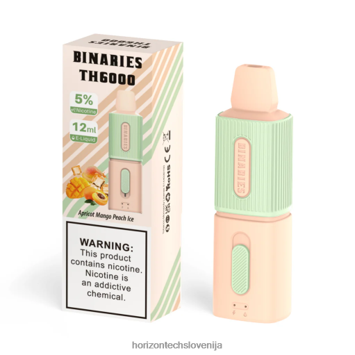 HorizonTech Binaries Cabin th6000 za enkratno uporabo 12 ml - Horizon Tech Vape 02ZFF104 marelica mango breskev led