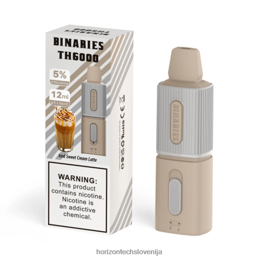 HorizonTech Binaries Cabin th6000 za enkratno uporabo 12 ml - Horizon Tech Vape 02ZFF124 ledeno sladko smetano latte