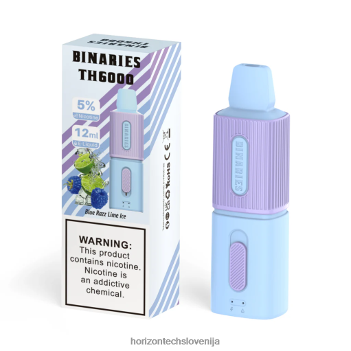 HorizonTech Binaries Cabin th6000 za enkratno uporabo 12 ml - Horizon Tech Vape Coils 02ZFF106 modri razz limetin led