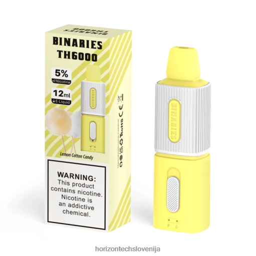 HorizonTech Binaries Cabin th6000 za enkratno uporabo 12 ml - Horizontech Disposable Vape 02ZFF100 limonin bombažni bonbon